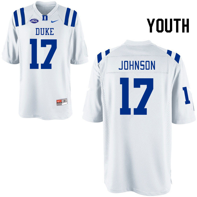 Youth #17 Kendall Johnson Duke Blue Devils College Football Jerseys Stitched Sale-White